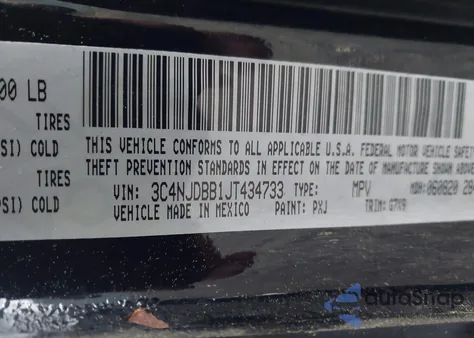 2018 Jeep Compass Latitude 4X4 z USA, uszkodzony, nr VIN 3C4NJDBB1JT434733